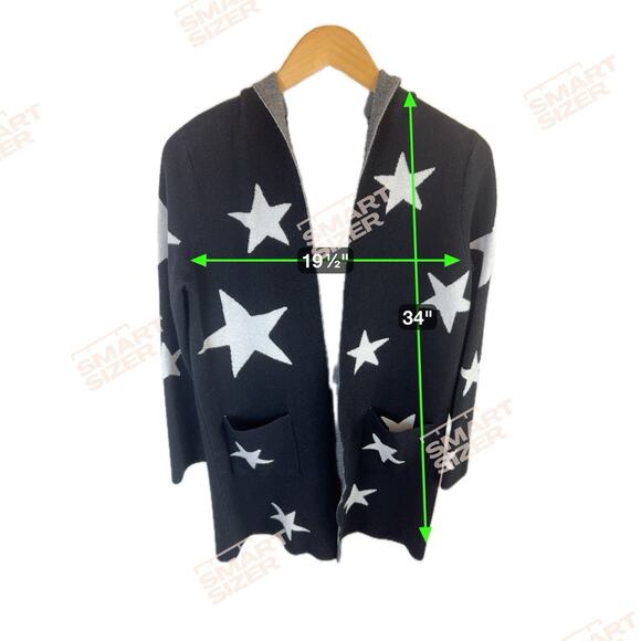 Calligraphie Women’s Black & White Star Longline Open Hooded Cardigan Size S - Picture 8 of 10